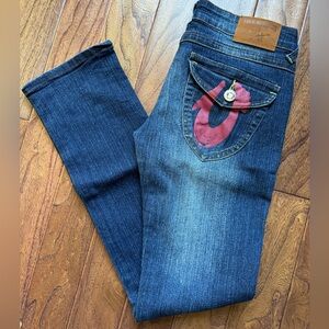 True Religion straight leg dark blue jeans size 27